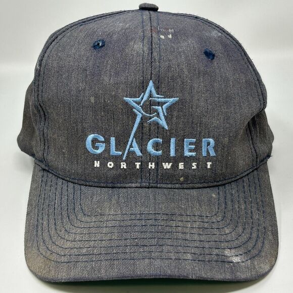 Vintage 90s Glacier Northwest Hat Cap Ready Mix Concrete Snapback 6 Panel Blue - Picture 8 of 8